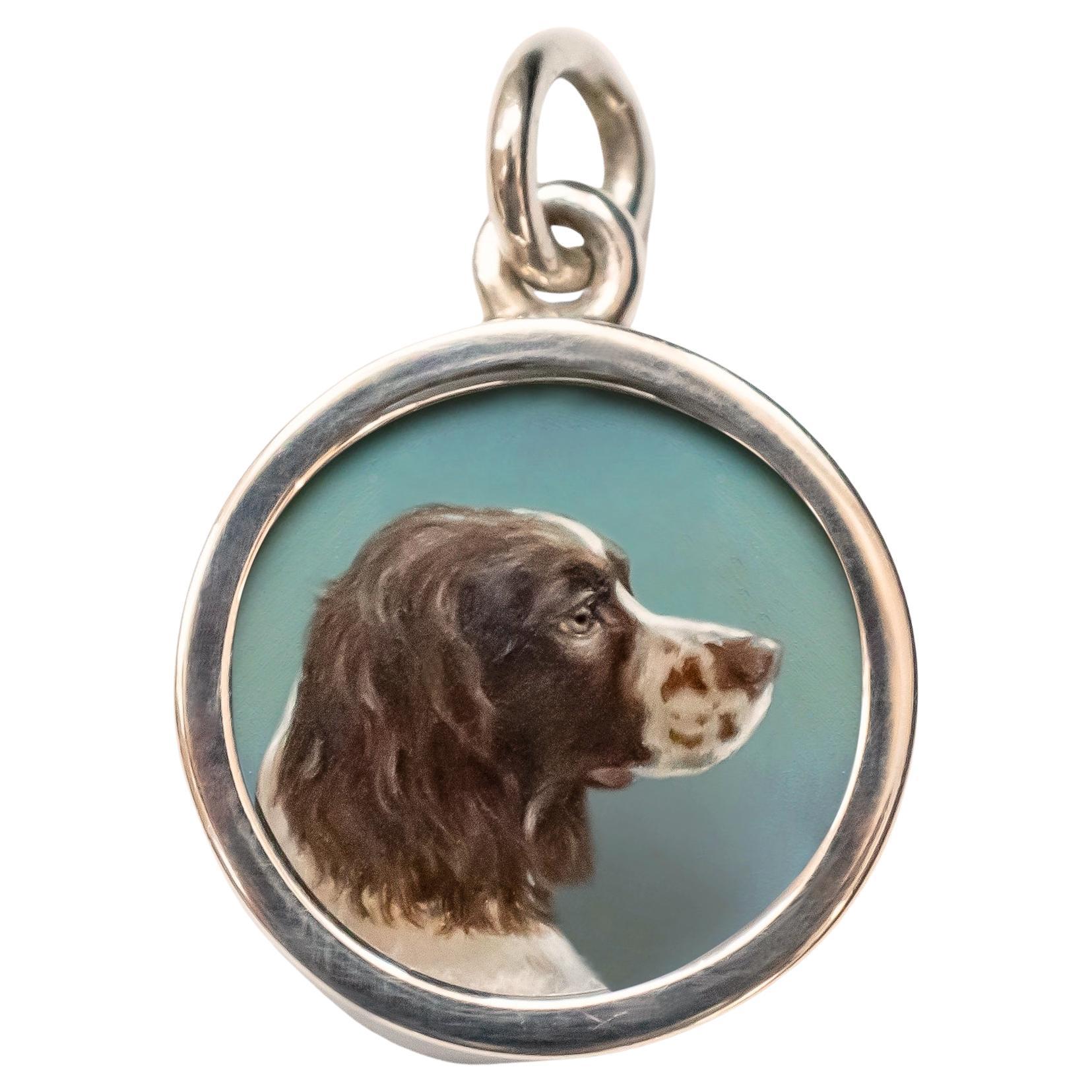 Beth De Loiselle Miniature Spaniel Dog Oil in Paul Eaton Bespoke Charm/Pendant For Sale