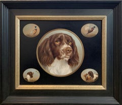 Sporting Art Springer Spaniel, Dog, Bird Hunting with Oil Miniatures in Vignette