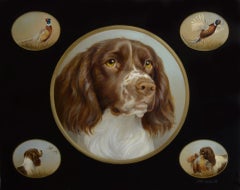 Sporting Art Springer Spaniel, Dog, Bird Hunting with Oil Miniatures in Vignette