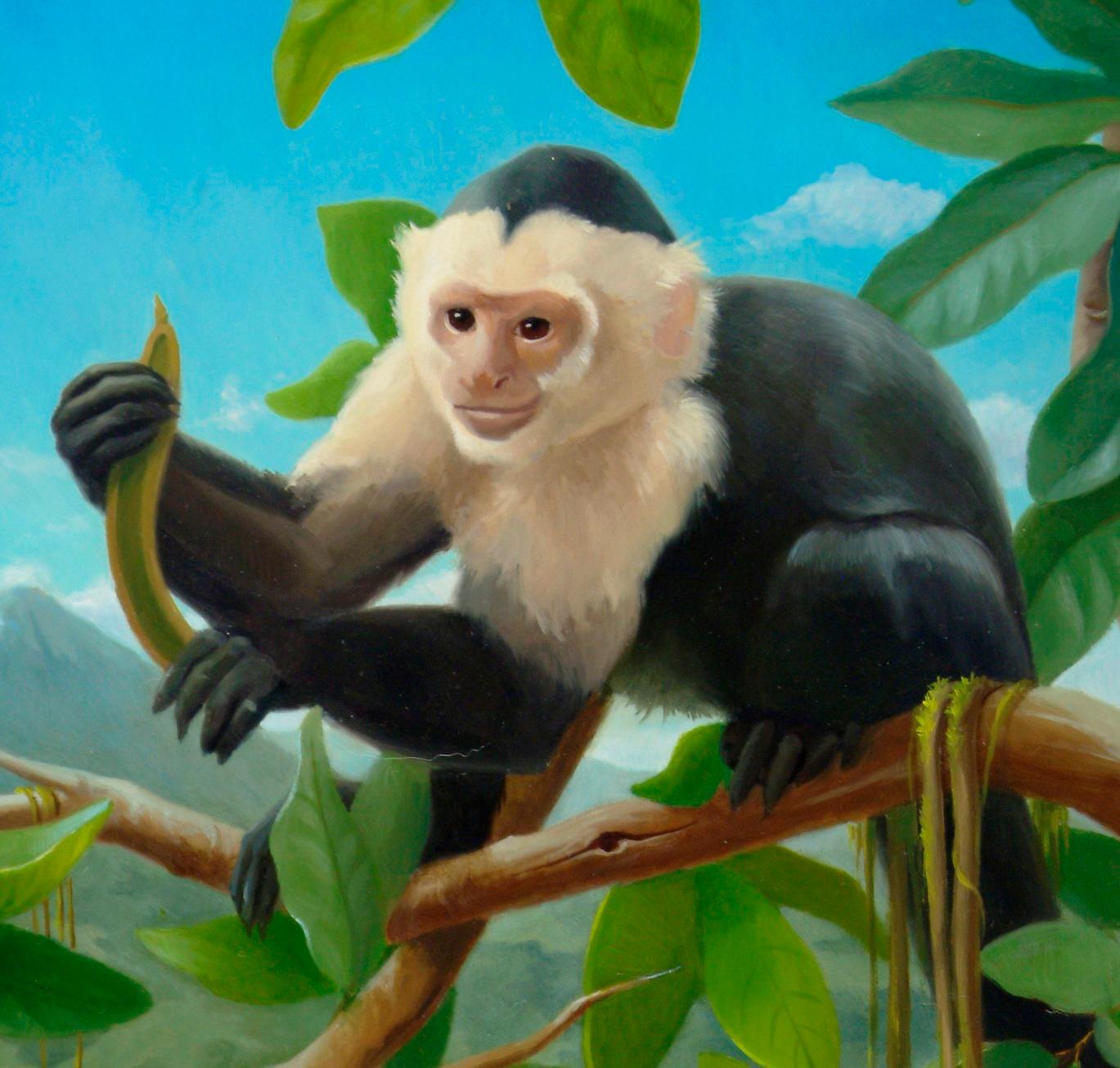 White Face Monkeys - Painting by Beth de Loiselle