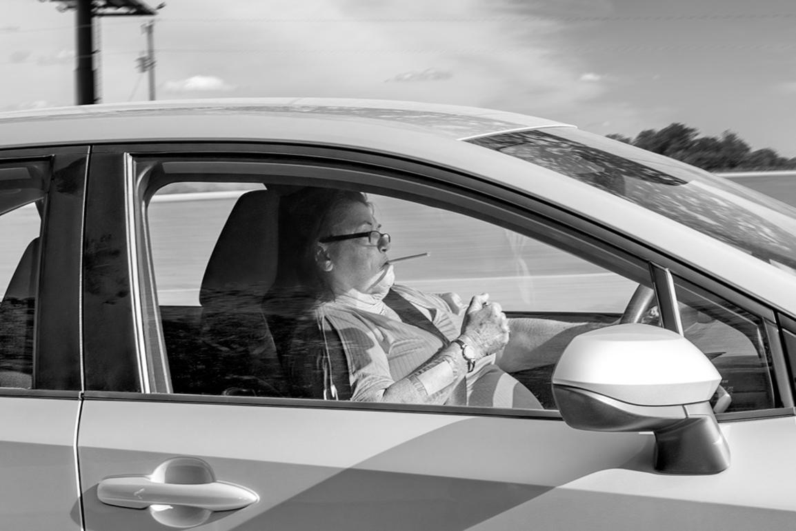 "Denizens, #17" black & white photography - travel - highway - portrait