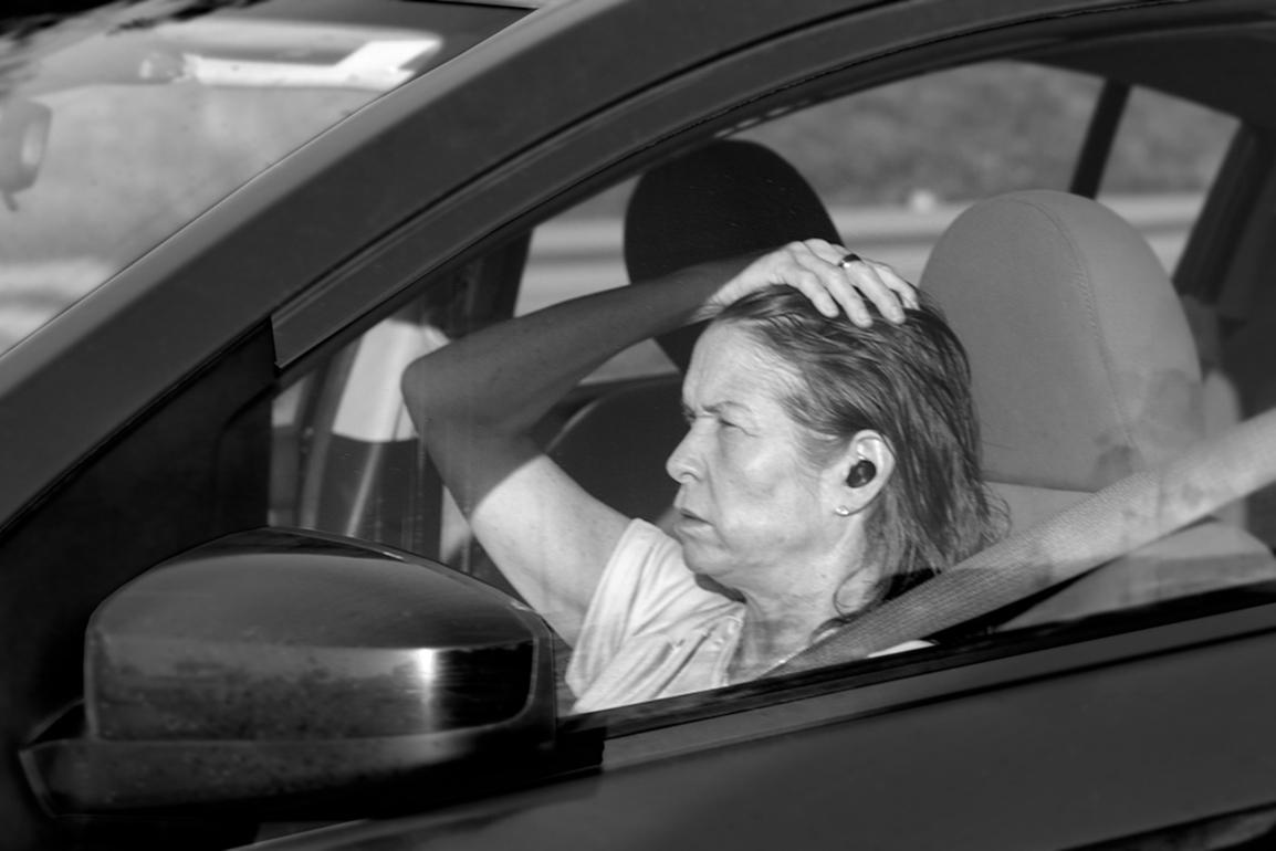 Beth Lilly Portrait Photograph - "Denizens, #20" black & white photography - travel - highway - portrait