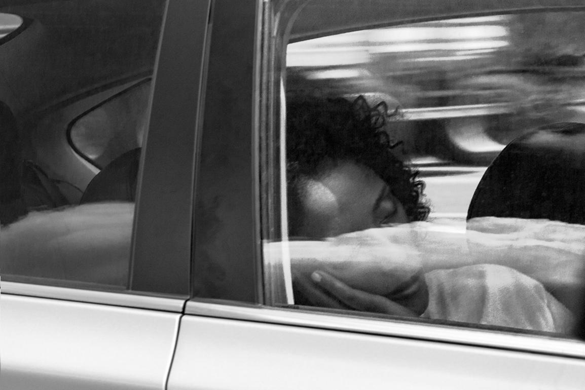 Beth Lilly Portrait Photograph - "Denizens, #6" black & white photography - travel - highway - portrait
