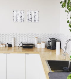 Birkenholz Diptychon - Abstrakte Bäume Landschaftsgemälde