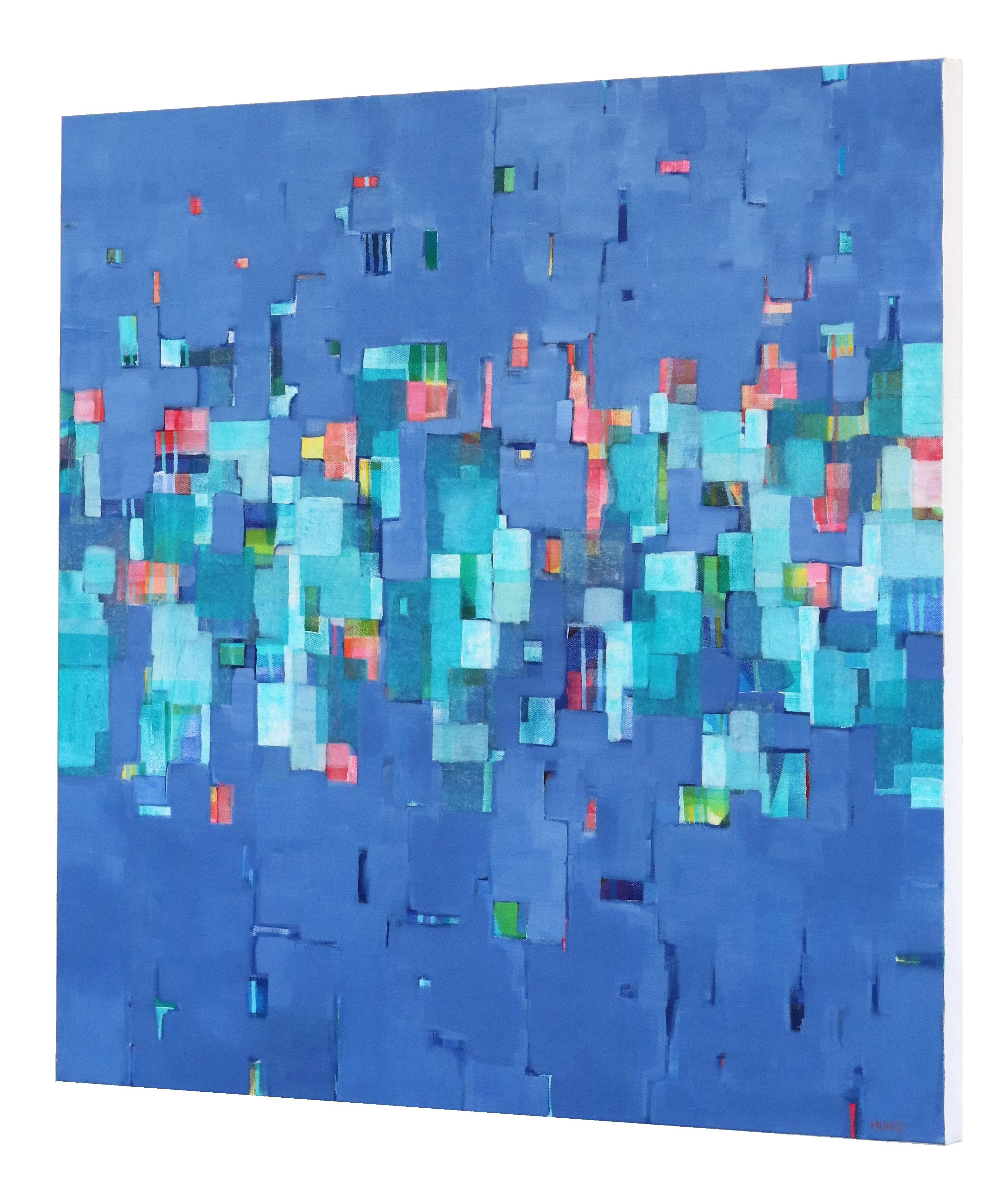 Sognando l'indaco - Pittura astratta stratificata su tela originale contemporanea - Painting Astratto di Beth Munro