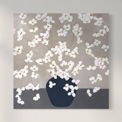 "Glimpse of Spring", Zeitgenössisches abstrahiertes Blumen-Ölgemälde