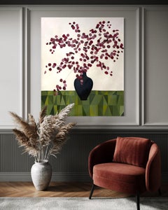 "Green Quilt", Zeitgenössisches abstraktes Blumen-Ölgemälde