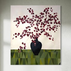 "Green Quilt", Zeitgenössisches abstraktes Blumen-Ölgemälde