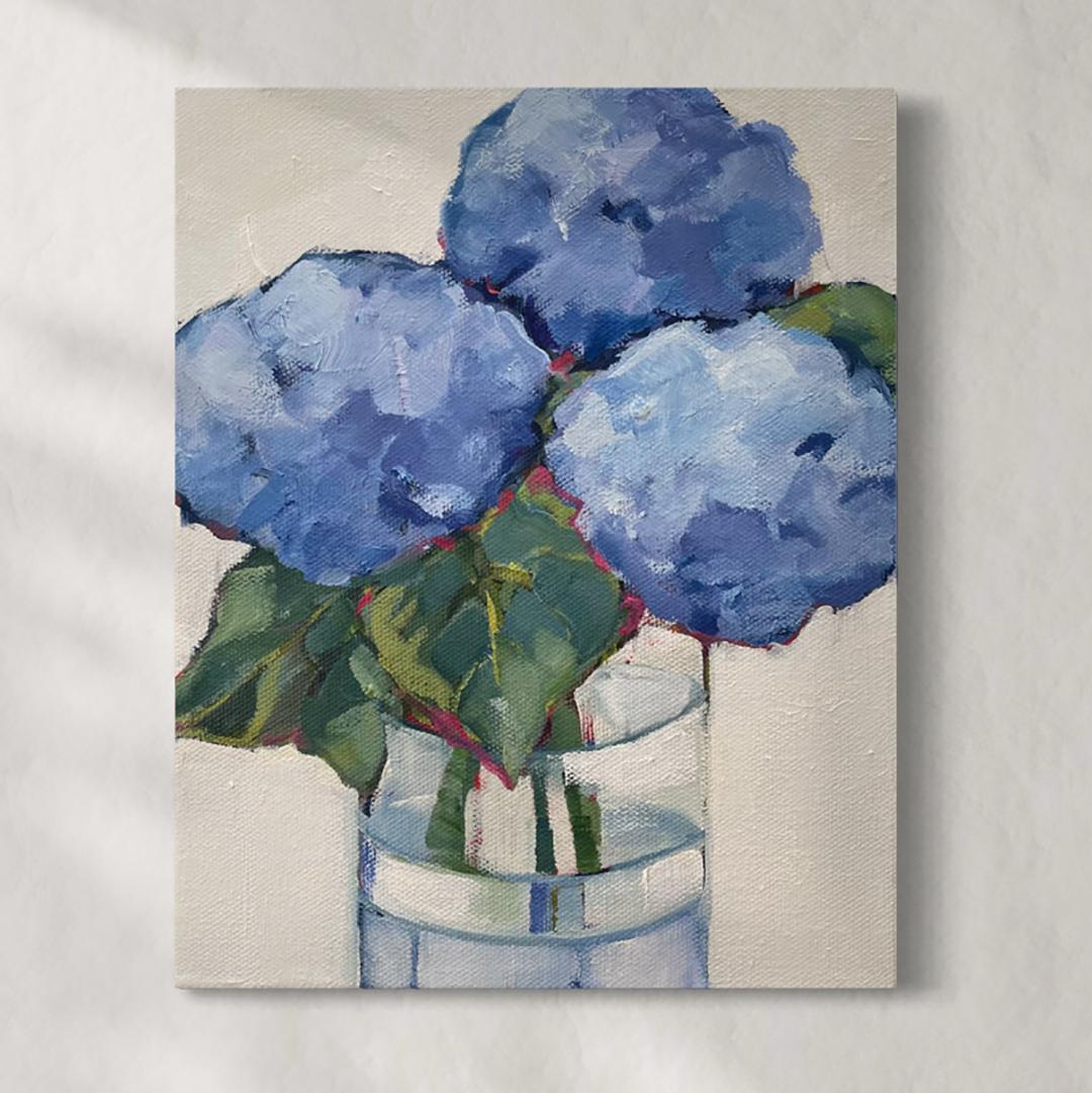 "Hydrangea Study 3", Contemporary Abstracted Floral Oil Painting