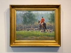 Beth Parcell, "Scarlet Coat", 14x18 Equine Fox Hunt Hound Oil Painting