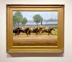 Beth Parcell, "Backlit Backstretch", 22x28 Equine Horse Landscape Oil Painting