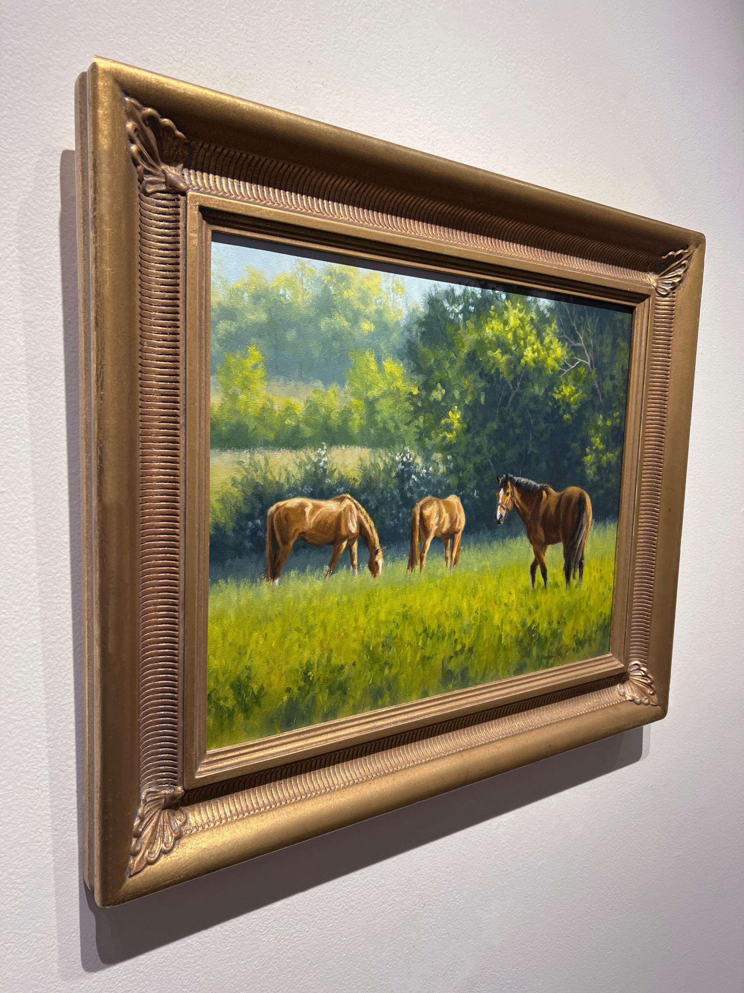 horse in field painting
