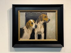 Beth Parcell, "Waiting", 11x14 Hunting Hound Portrait Oil Painting on Canvas