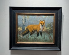 Beth Parcell, "Morning Patrol", 14x18 Red Winter Fox Oil Painting on Canvas