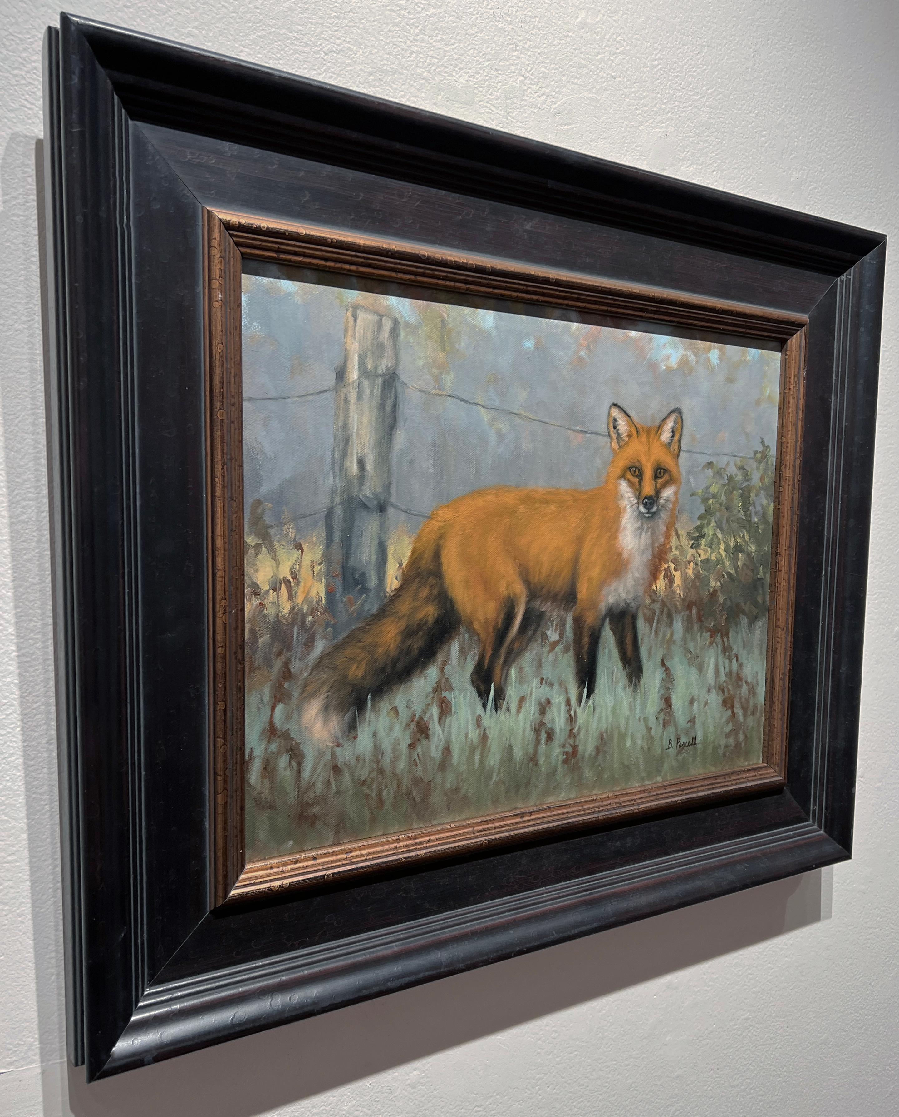 Beth Parcell, „Morning Patrol“, 14x18, Rotes Winter Fuchs Ölgemälde auf Leinwand im Angebot 2