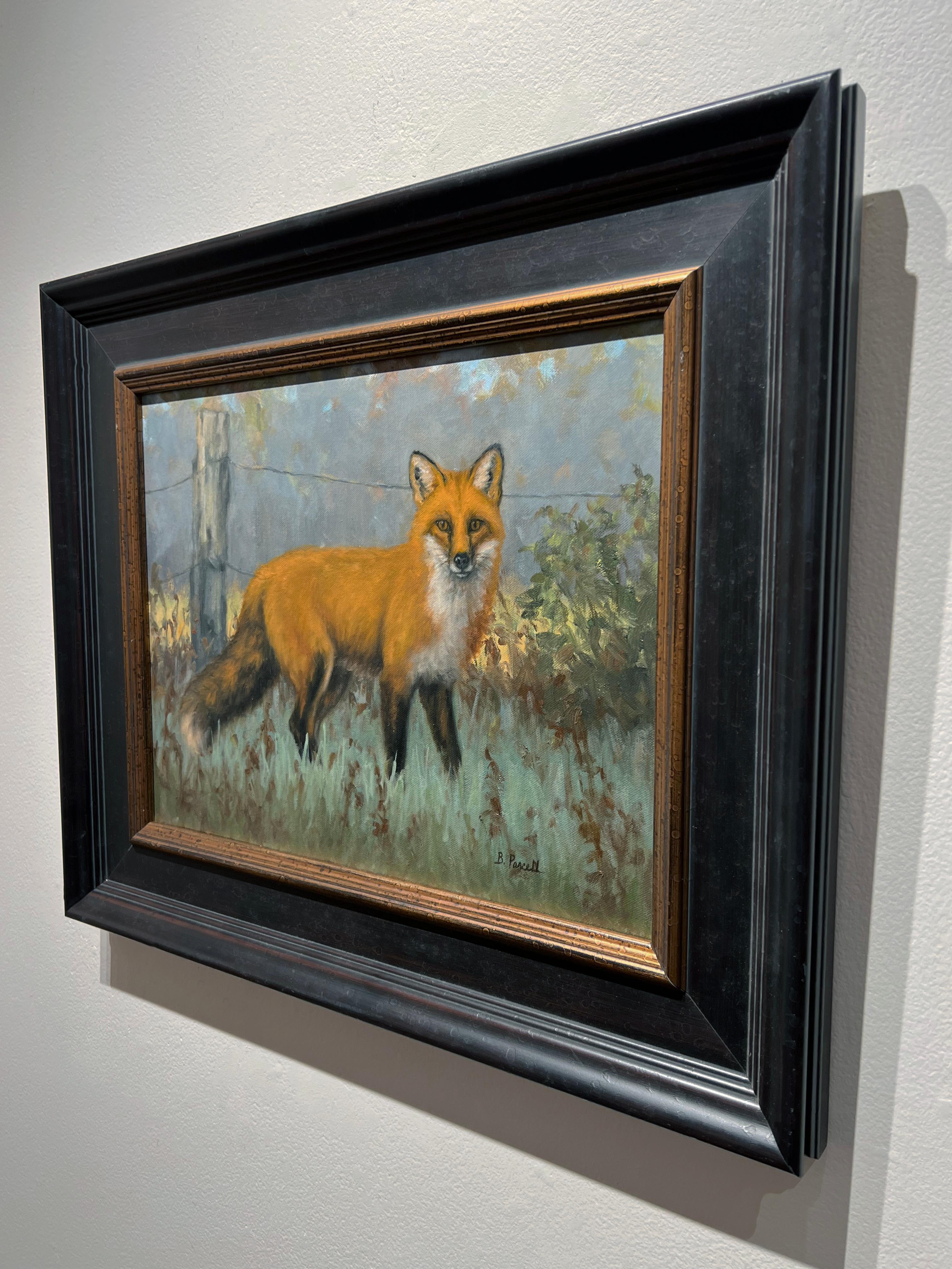 Beth Parcell, „Morning Patrol“, 14x18, Rotes Winter Fuchs Ölgemälde auf Leinwand im Angebot 3