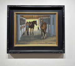 Beth Parcell, "Cross Ties", 14x18 Equine Horse Landscape Oil Painting on Canvas