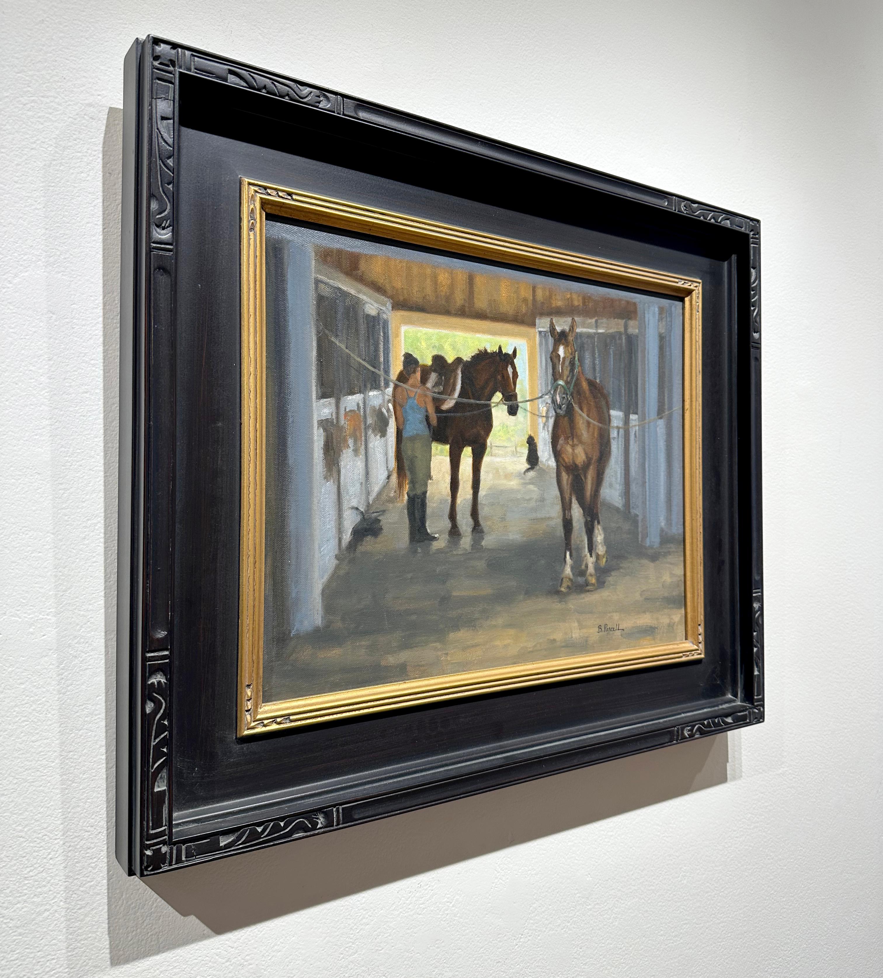 Beth Parcell, „Cross Ties“, 14x18 Equine-Pferd Landschaft, Ölgemälde auf Leinwand (Realismus), Painting, von Beth Parcell 