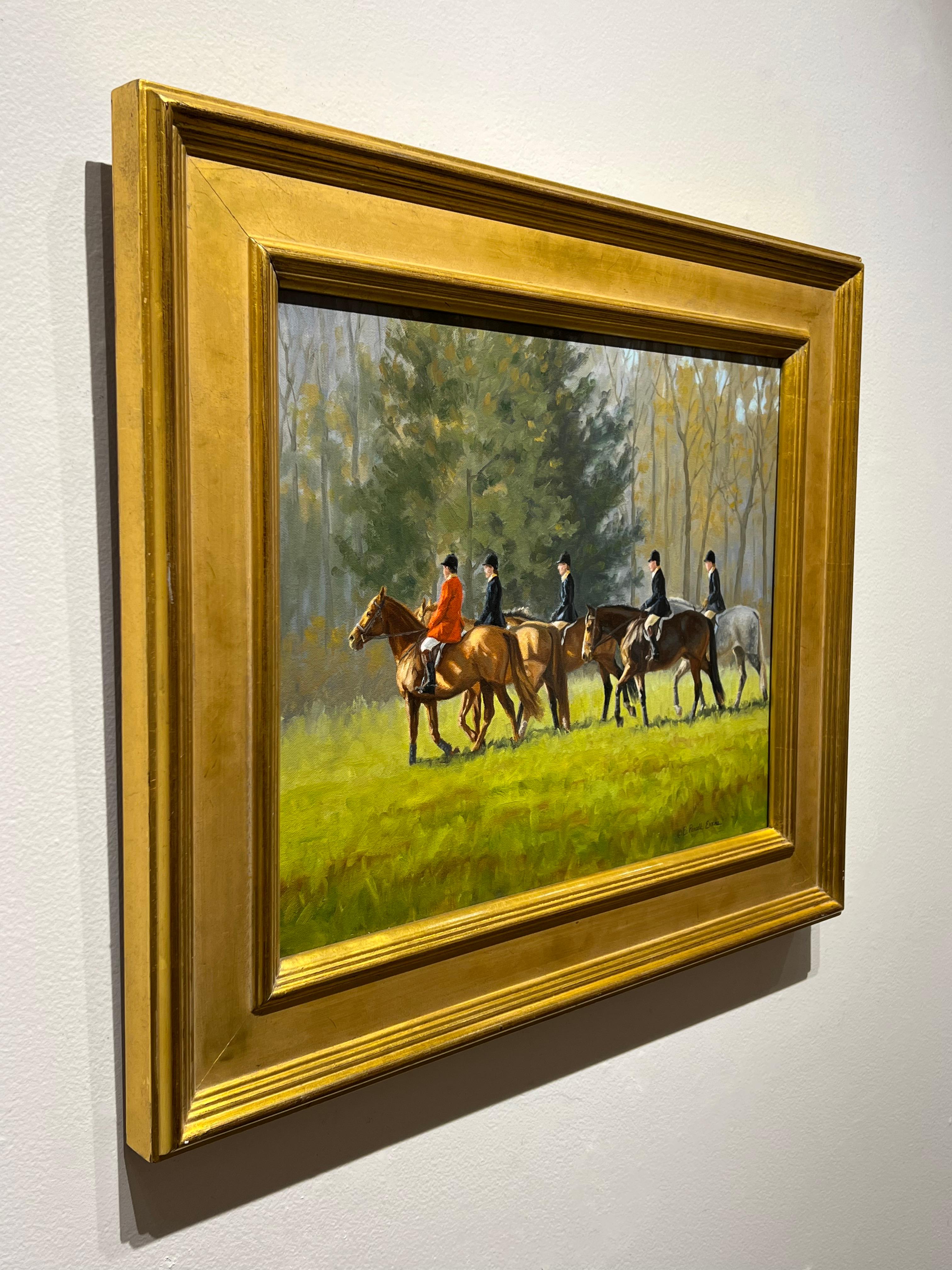 Beth Parcell, „Hacking Home“, 16x20 Equine Fuchs Jagdhund Landschaft, Ölgemälde (Realismus), Painting, von Beth Parcell 