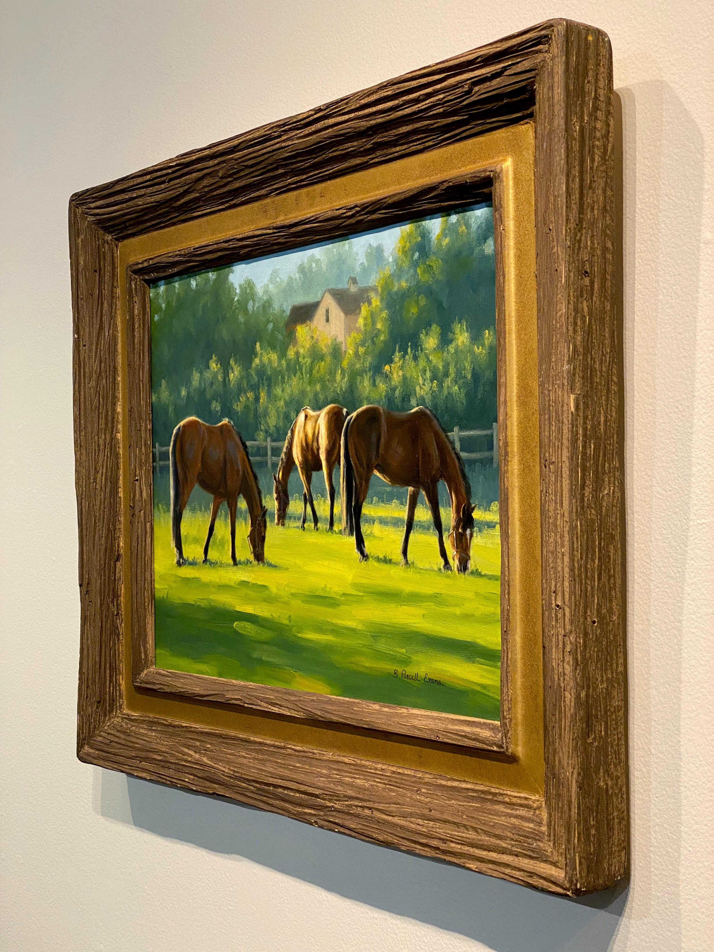 horse in field painting