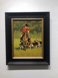 Beth Parcell, "Loyal Followers", 14x11 Equine Fox Hunt and Hounds Oil Painting