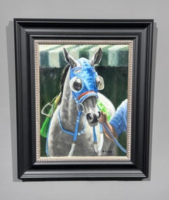 Beth Parcell, "Pre Race Composure", 18x14 Equine Horse Race Oil Painting