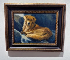 Beth Parcell, "Soft Spot", 9x12 Golden Retriever Dog Portrait Oil Painting