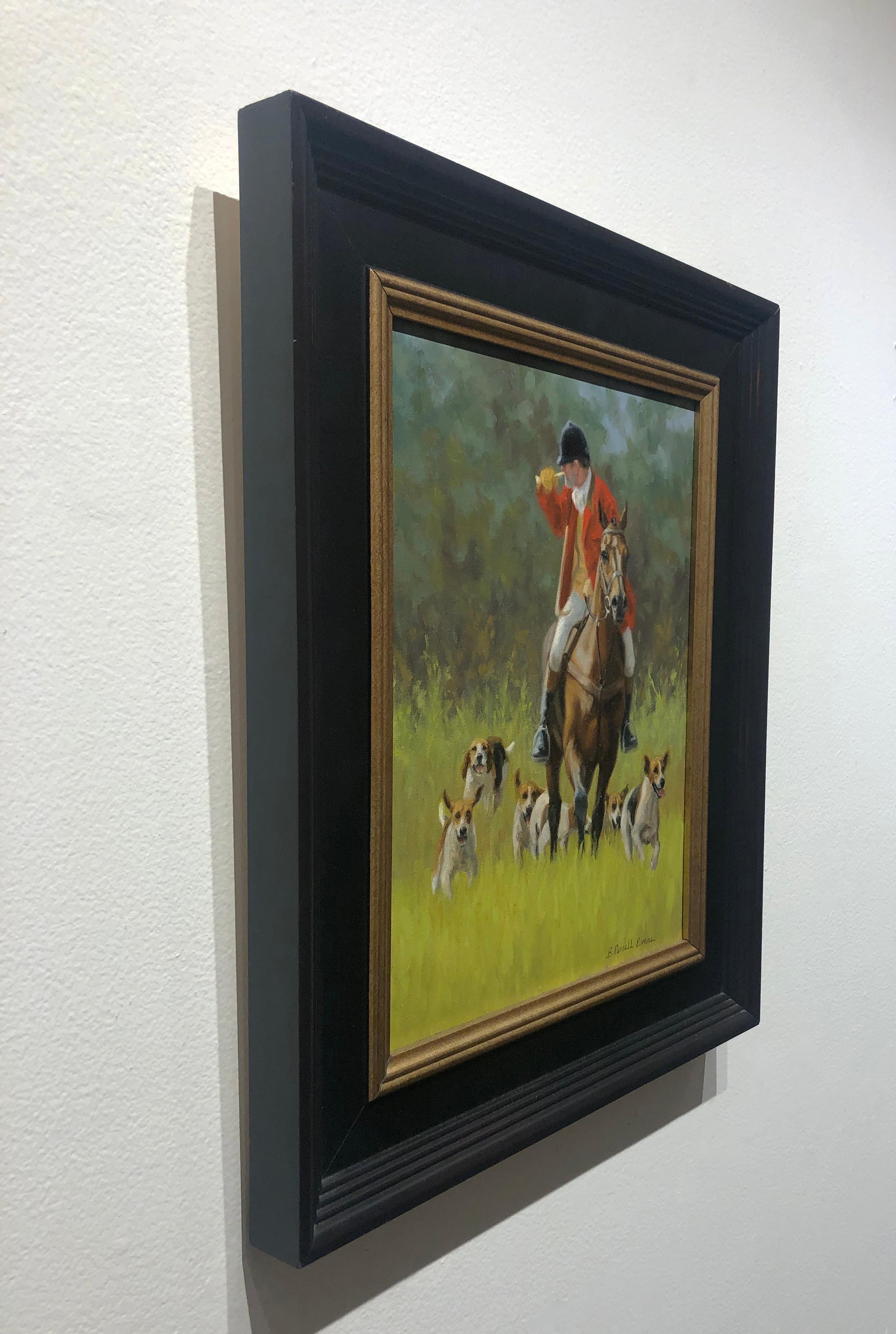 Beth Parcell, „Sound of the Horn“, 14x11 Fuchs Jagdpferd, Ölgemälde (Realismus), Painting, von Beth Parcell 