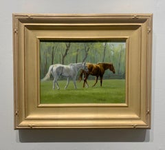 Beth Parcell, "Spring", 9x12 Equine Horse Landscape Oil Painting on Canvas