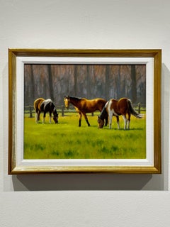 Beth Parcell, "Springtime", 11x14 Equine Horse Landscape Green Oil Painting