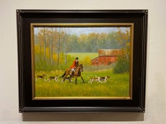 Beth Parcell, "Steeped in Color", 18x24 Fox Hunting Landscape Barn Oil Painting