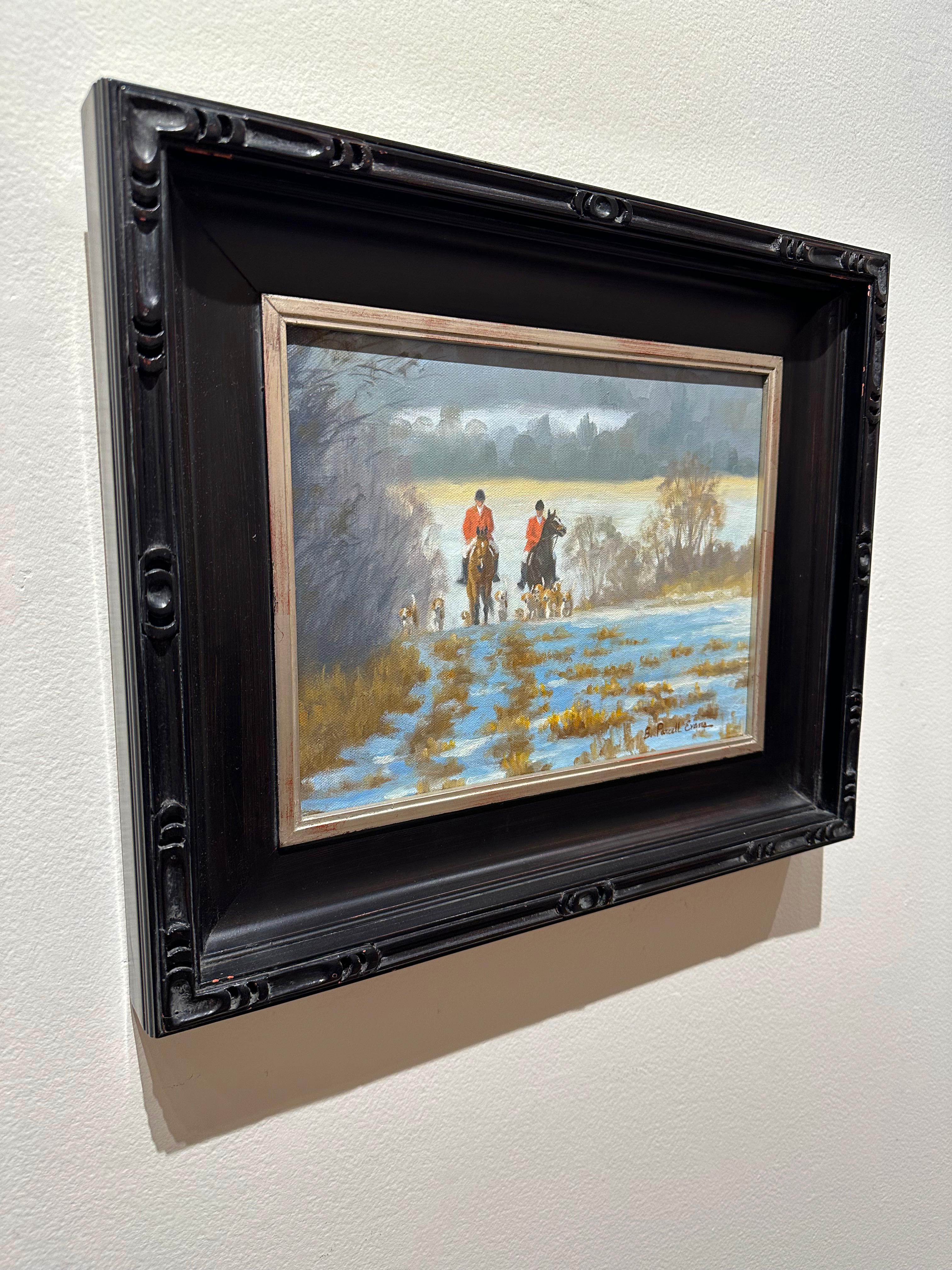Beth Parcell, „Winter Hunt“, 9x12 Schneewittchen-Equine-Fuchs-Landschaft, Ölgemälde  (Realismus), Painting, von Beth Parcell 