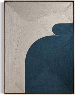 Pittura tessile a onde blu tattili / Curvatura no. 32 / Beth Pellegrino
