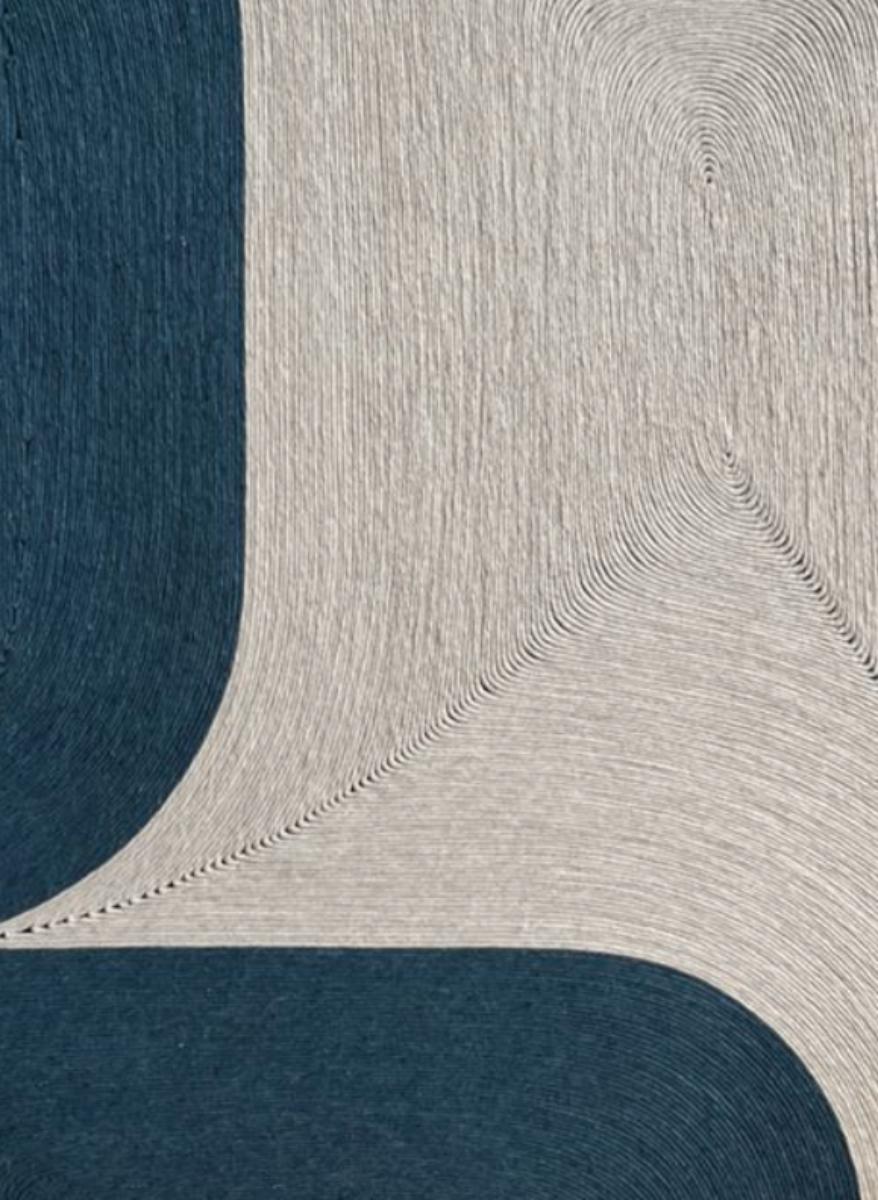 Pittura tessile a onde blu tattili / Curvatura n. 33 / Beth Pellegrino 2