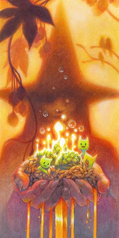 "Bruja de la cerveza" (2024) Por Beth Radloff, Pintura original en técnica mixta