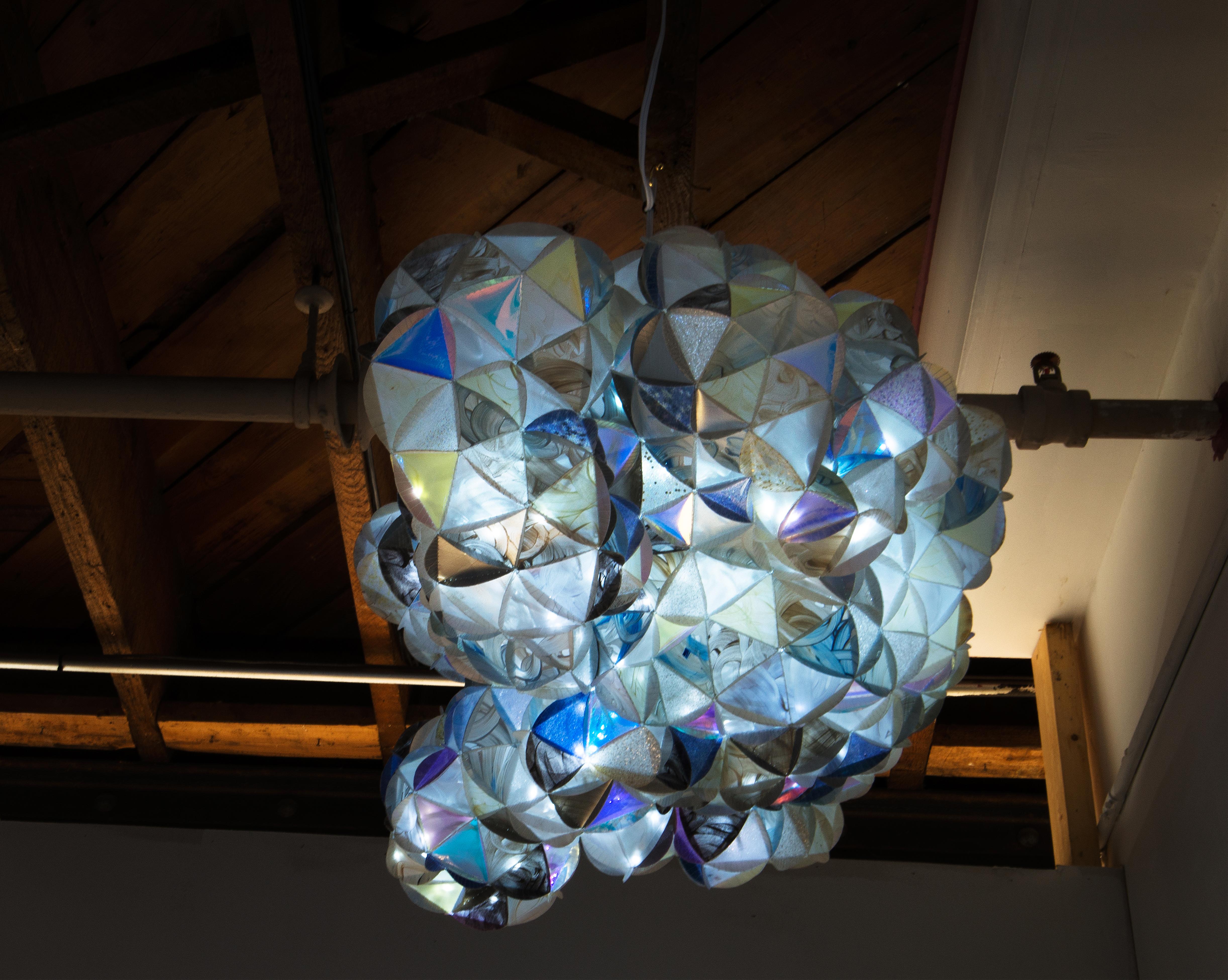 STORM - Light Hanging Sculpture, Clouds and LED Lights For Sale 1