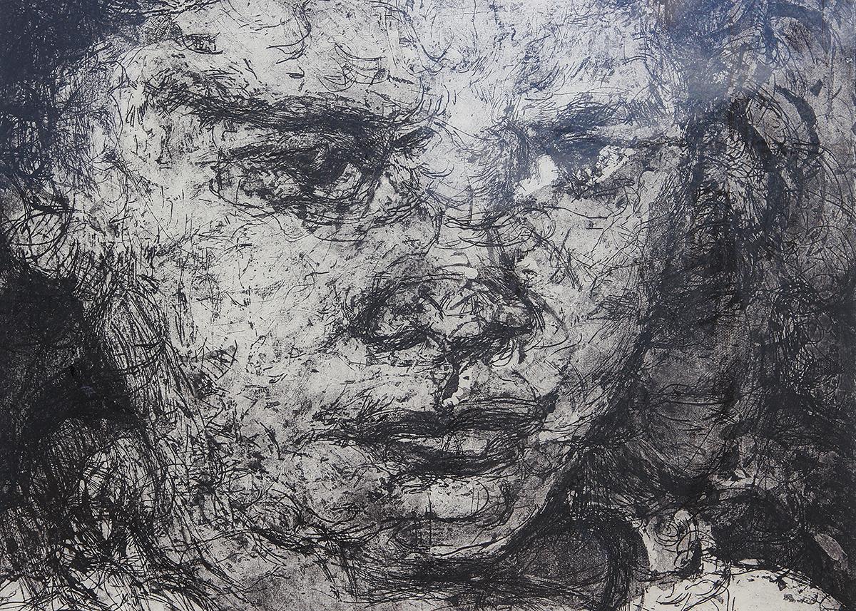 Impression figurative en noir et blanc d'une femme 9/20 - Gris Portrait Print par Beth Secor