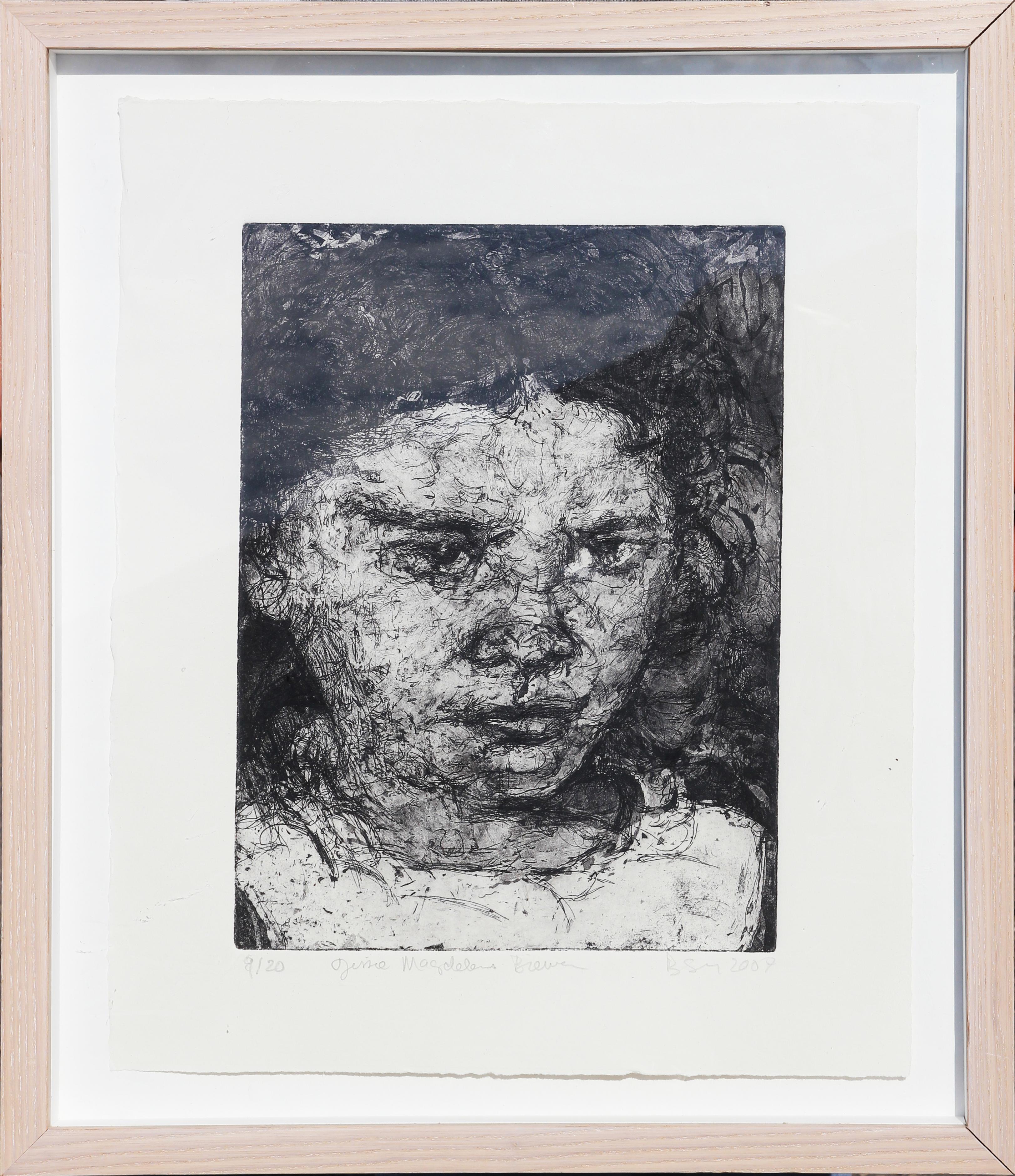 Beth Secor Portrait Print - Black and White Figurative Print of a Woman 9/20