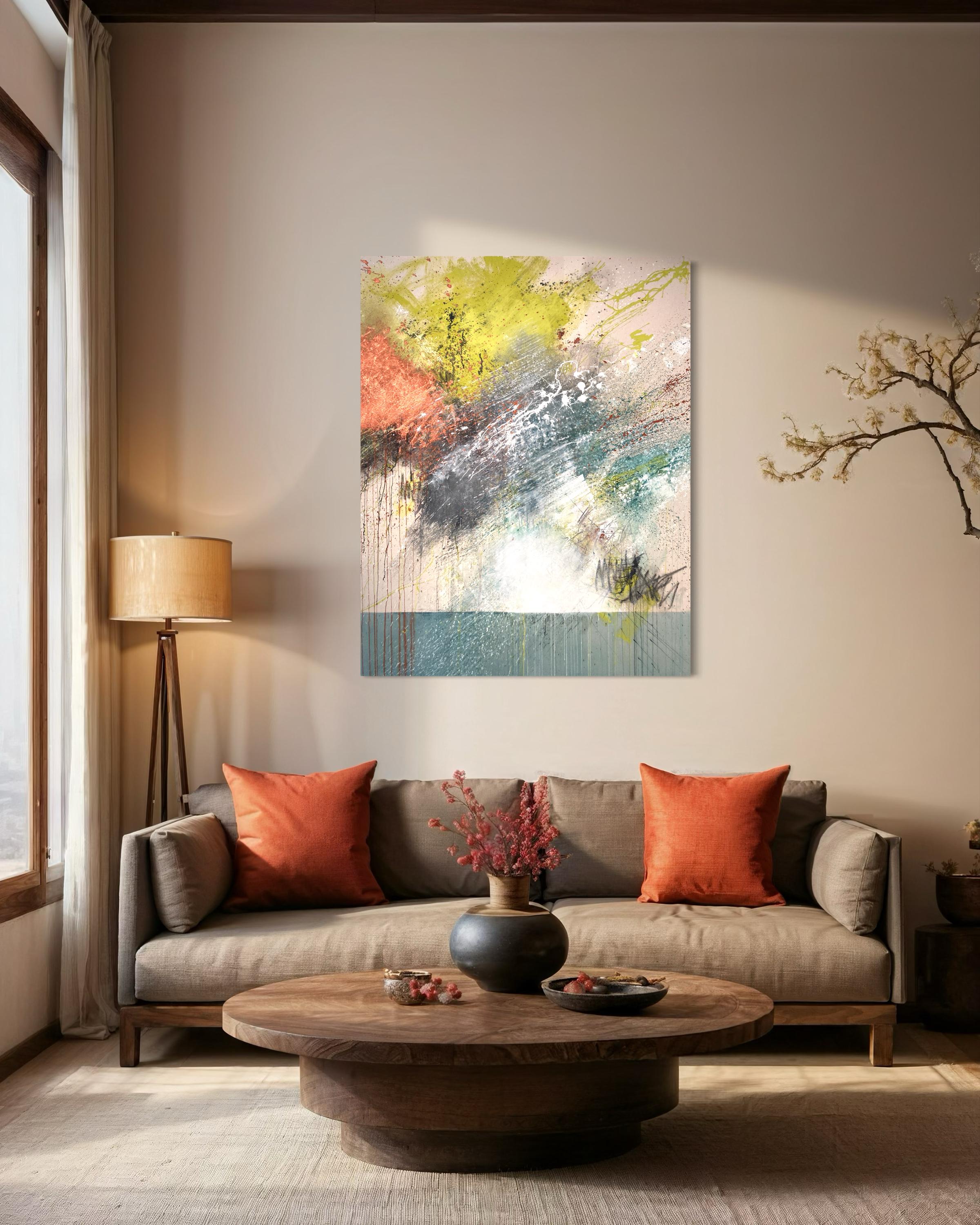 A New Day - Pittura astratta contemporanea - Abstract Painting Marrone di Beth Shields