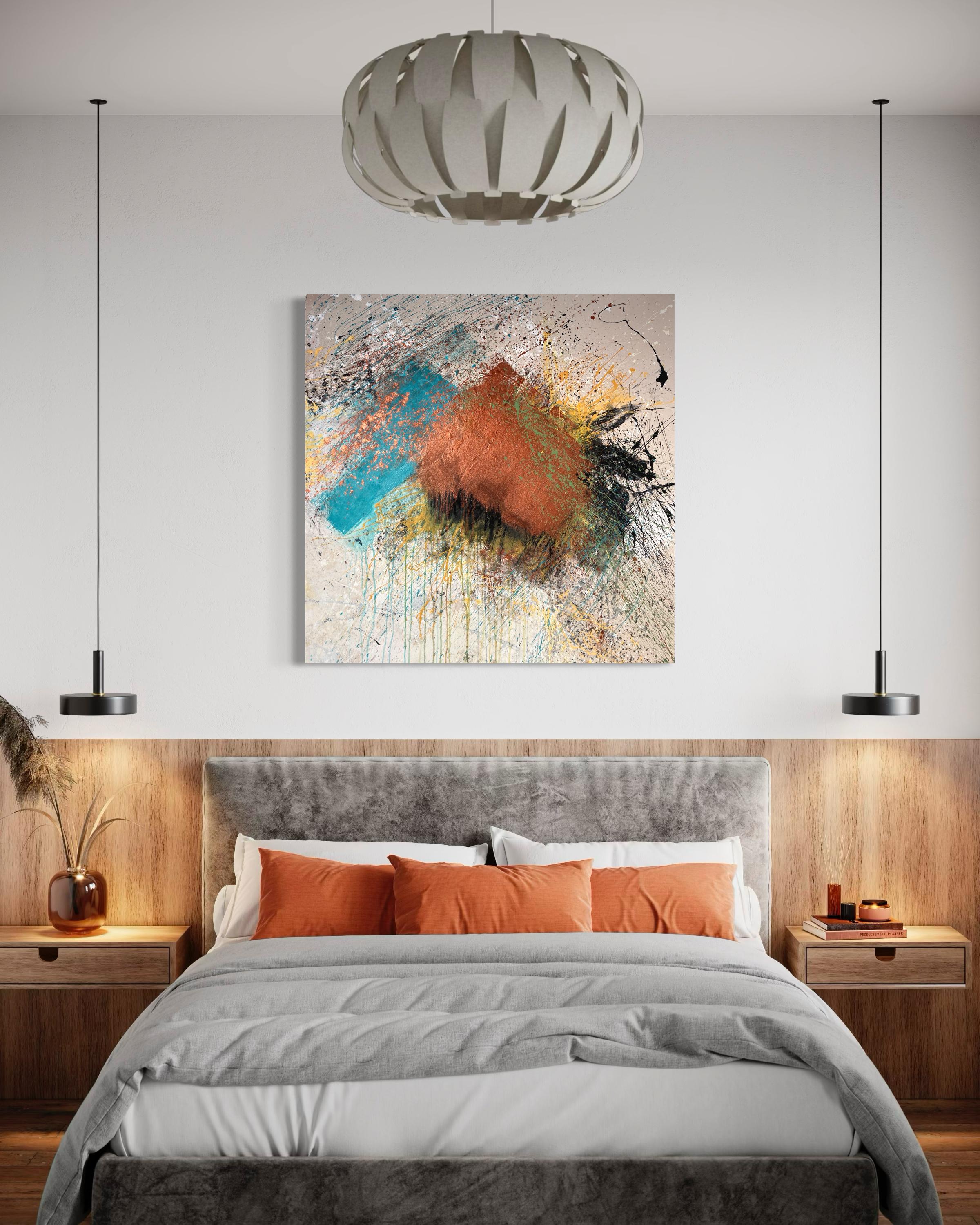 Don't Go Breakin My Heart - Pittura astratta contemporanea - Abstract Painting Marrone di Beth Shields