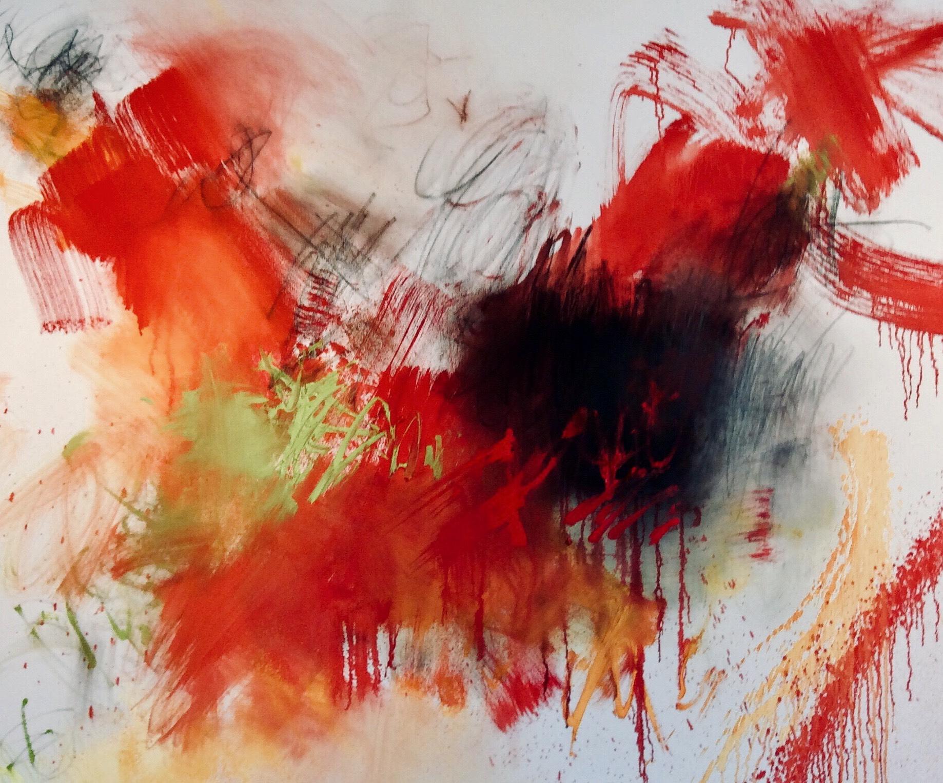 Heartthrob - Peinture abstraite contemporaine - Mixed Media Art de Beth Shields