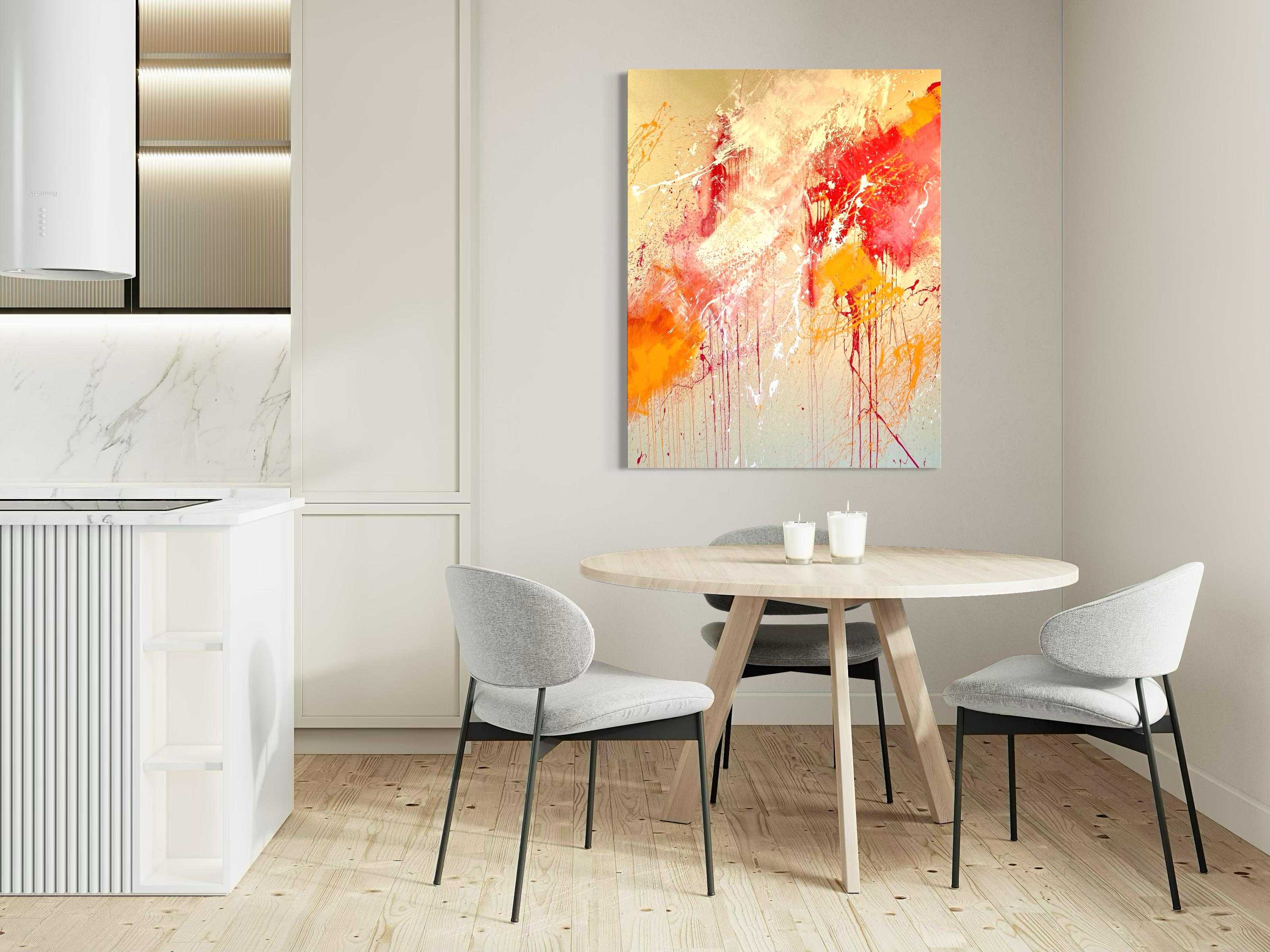 In The Pink - Pittura astratta contemporanea - Abstract Painting Beige di Beth Shields