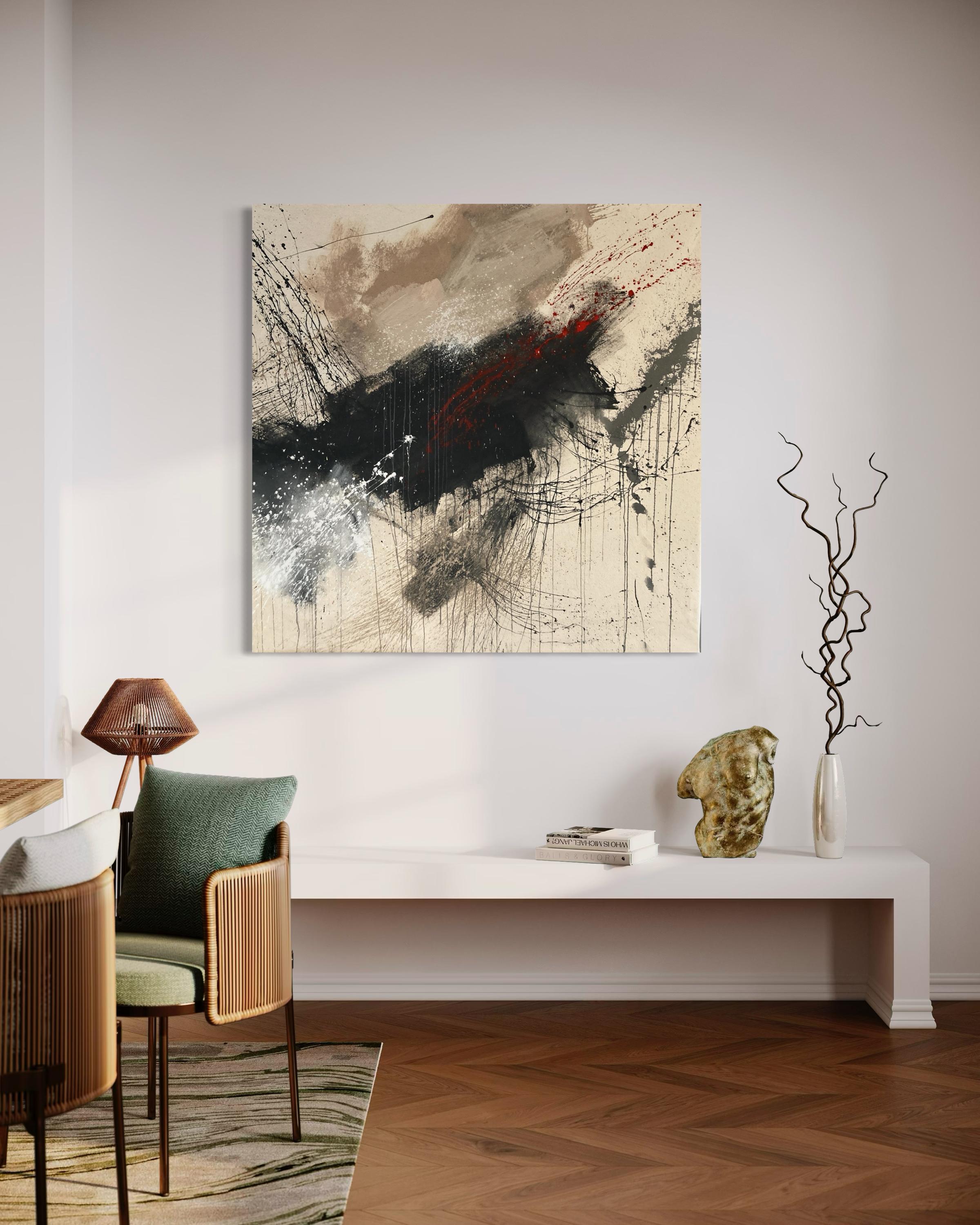 La Búsqueda - Pintura Abstracta Contemporánea - Abstract Painting Beige de Beth Shields