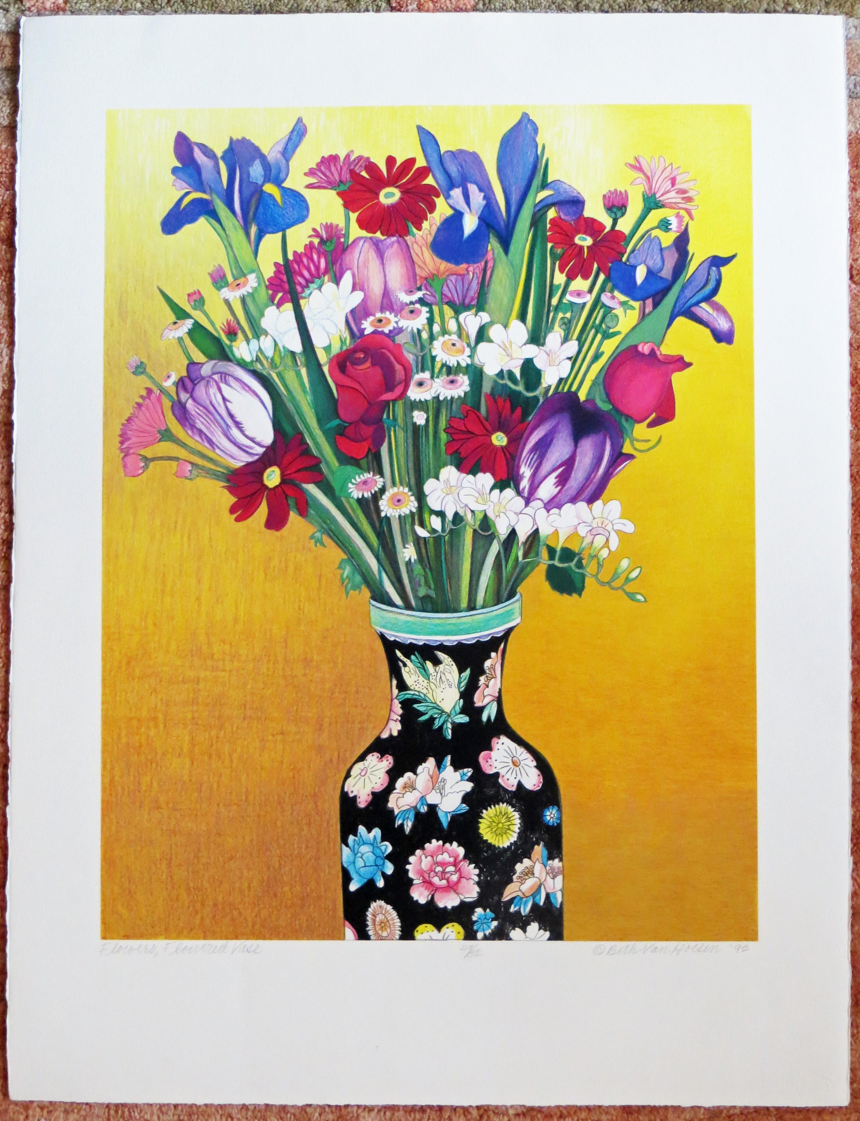 Flowers, Flowered Vase - Print by Beth van Hoesen
