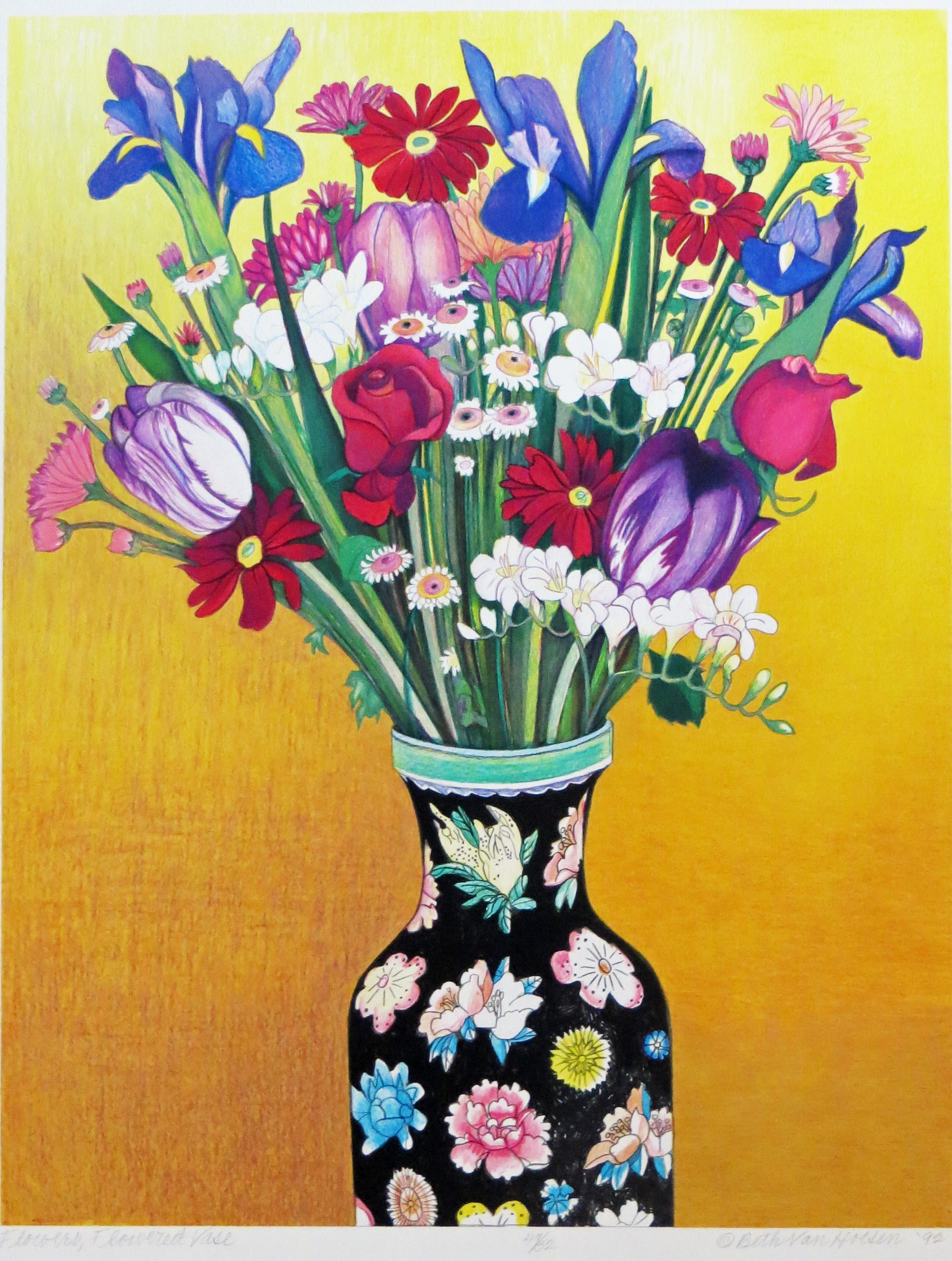 Beth van Hoesen Still-Life Print - Flowers, Flowered Vase