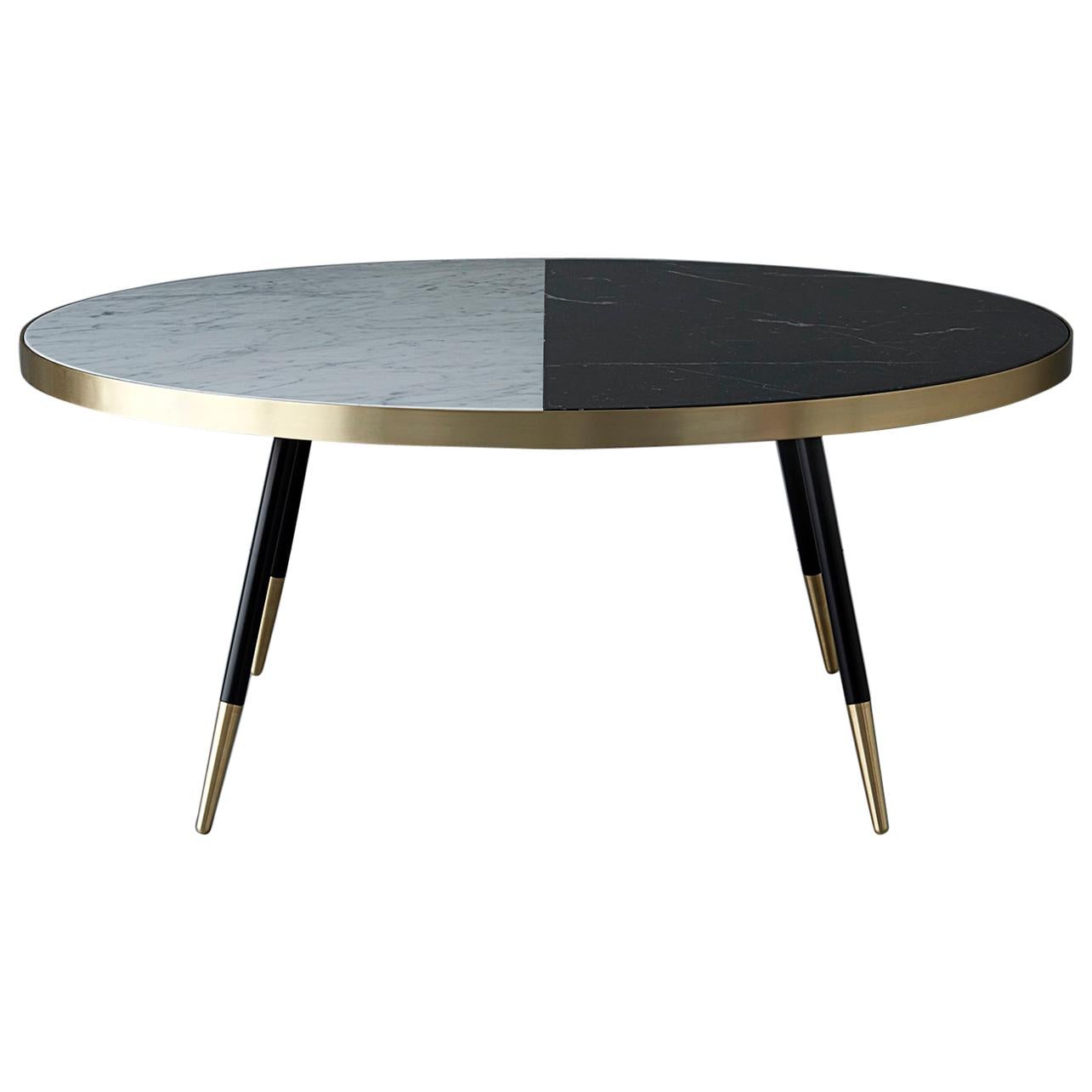 Bethan Gray Band Coffee Table Two Tone Black and White with Brass 