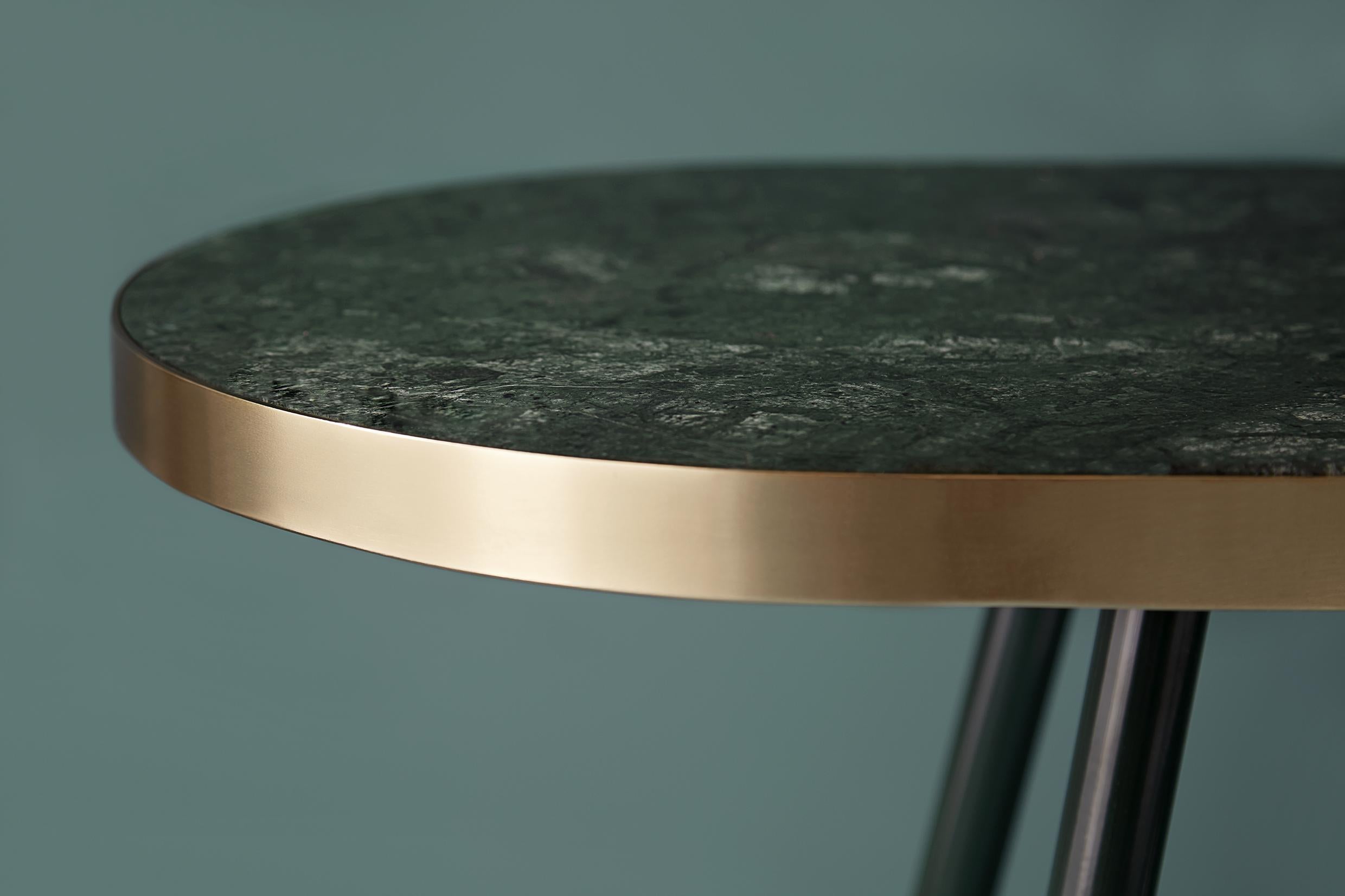 British Bethan Gray Band Console Table in Green with Black and Brass Base