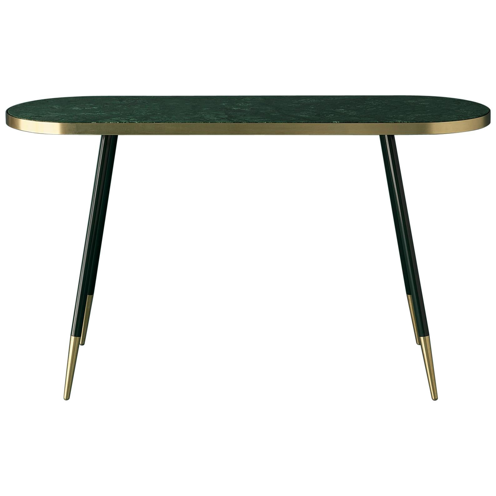 Bethan Gray Band Console Table in Green with Black and Brass Base