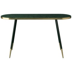 Bethan Gray Band Console Table in Green with Black and Brass Base
