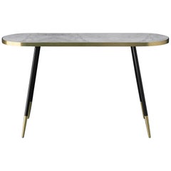 Bethan Gray Band Console Table Single Tone in White with Black and Brass Base